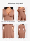Popilush® Shapewear Deep V-Neck A-Line Maxi Dress