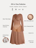 Popilush® Shapewear Deep V-Neck A-Line Maxi Dress