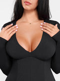 Popilush® Shapewear Deep V-Neck A-Line Maxi Dress