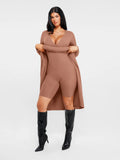 Popilush® Shapewear Deep V-Neck A-Line Maxi Dress