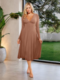 Popilush® Shapewear Deep V-Neck A-Line Maxi Dress