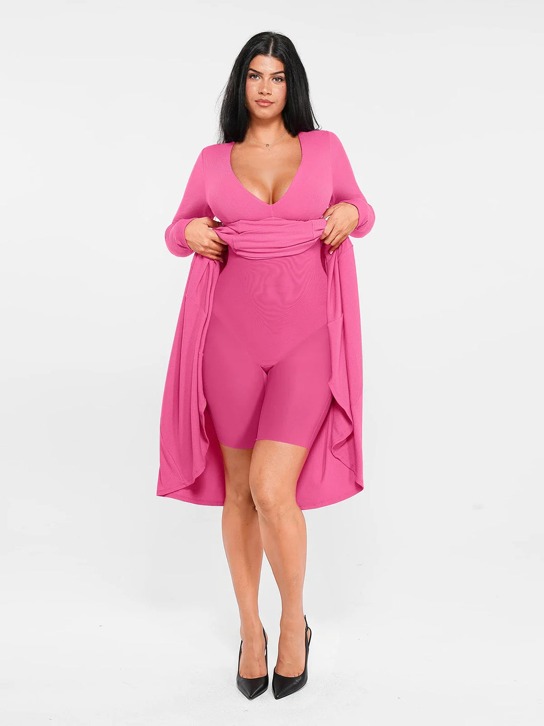 Popilush® Shapewear Deep V-Neck A-Line Maxi Dress