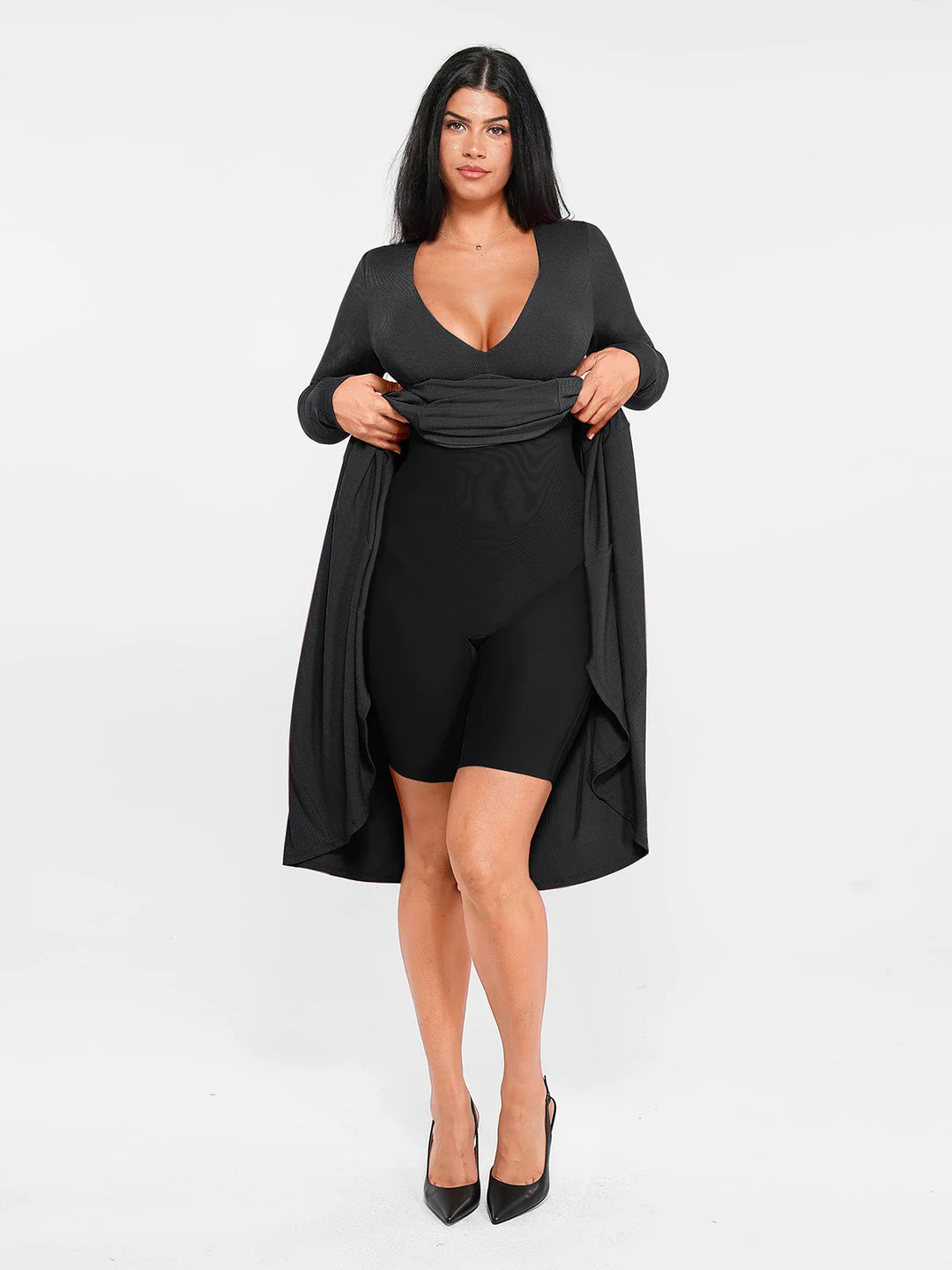 Popilush® Shapewear Deep V-Neck A-Line Maxi Dress