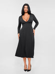 Popilush® Black / XS Shapewear Deep V-Neck A-Line Maxi Dress