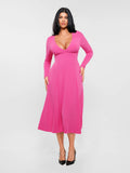 Popilush® Pink / XS Shapewear Deep V-Neck A-Line Maxi Dress