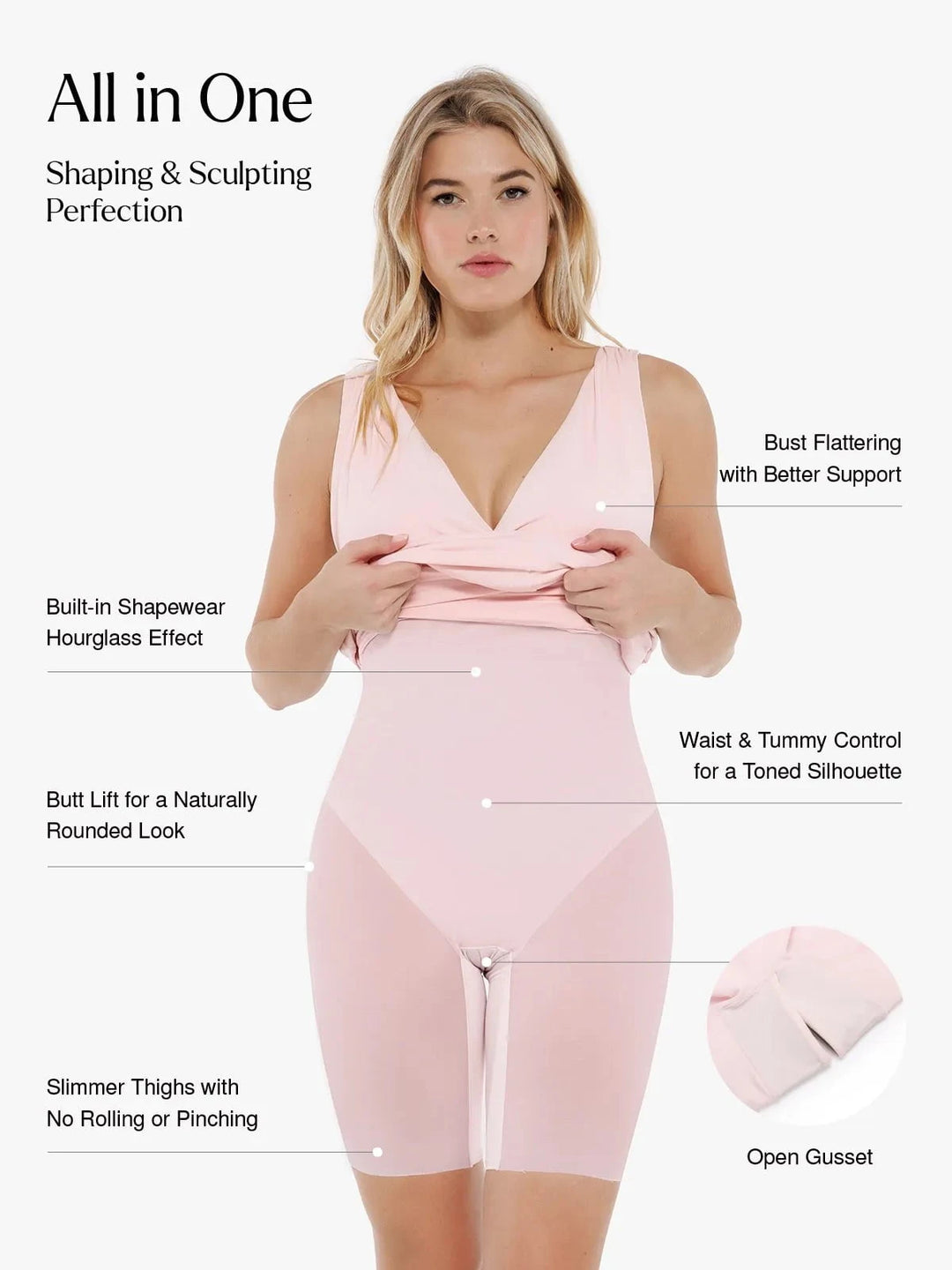 Popilush® Shapewear Deep V-Neck Bias Twist Sculpting Mini Dress