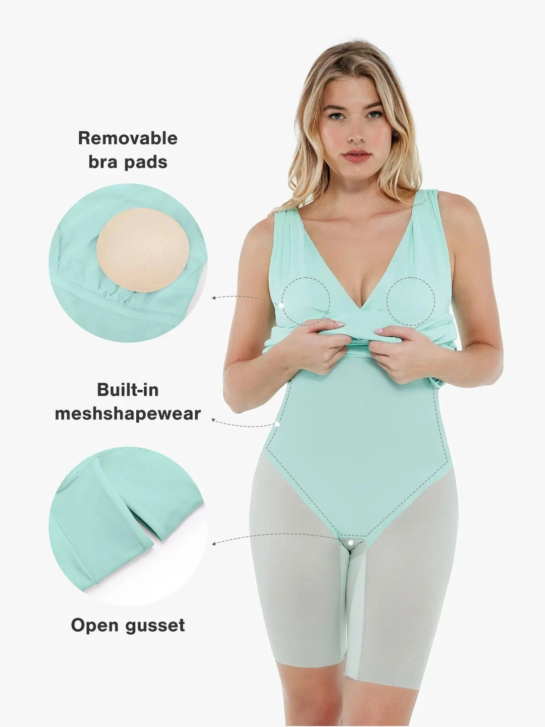 Popilush® Shapewear Deep V-Neck Bias Twist Sculpting Mini Dress