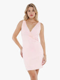 Popilush® Baby Pink / XS Shapewear Deep V-Neck Bias Twist Sculpting Mini Dress