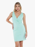 Popilush® Light Cyan / XS Shapewear Deep V-Neck Bias Twist Sculpting Mini Dress