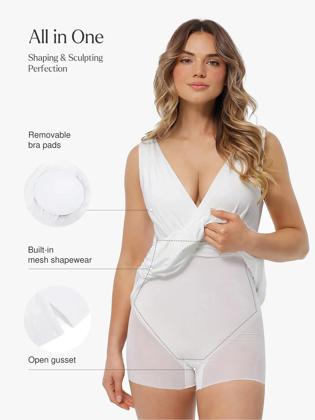 Popilush® Shapewear Deep V-Neck Front Slit Goddess Maxi Dress