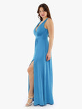 Popilush® Shapewear Deep V-Neck Front Slit Goddess Maxi Dress