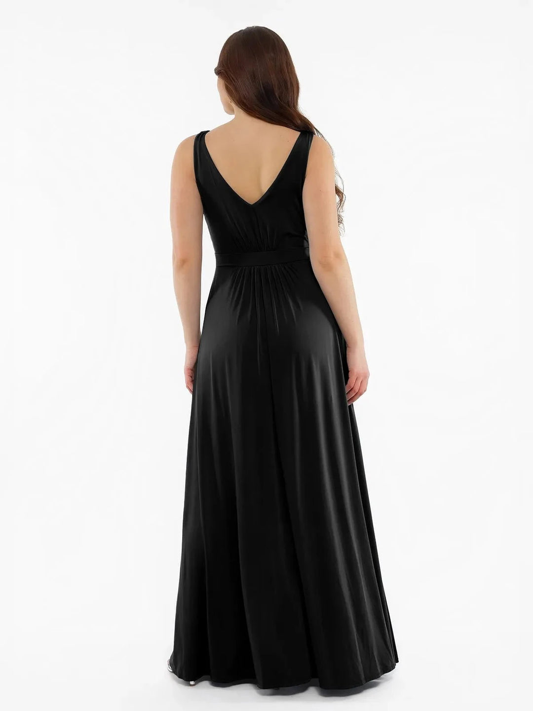 Popilush® Shapewear Deep V-Neck Front Slit Goddess Maxi Dress