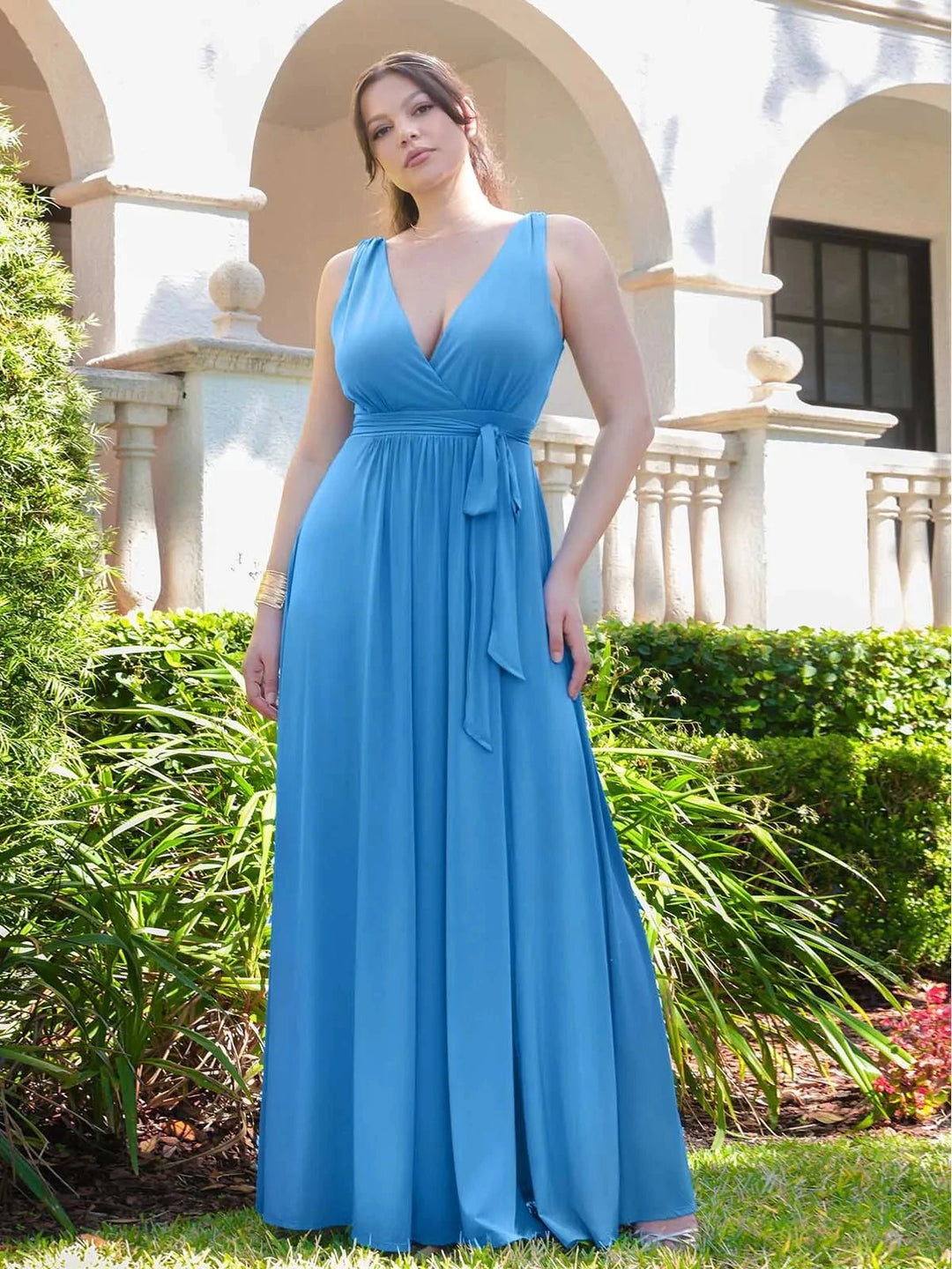 Deep V-Neck Shapewear Maxi Dress | Front Slit Tummy Control Popilush Deep V-Neck Shapewear Maxi Dress | Front Slit Tummy Control Popilush
