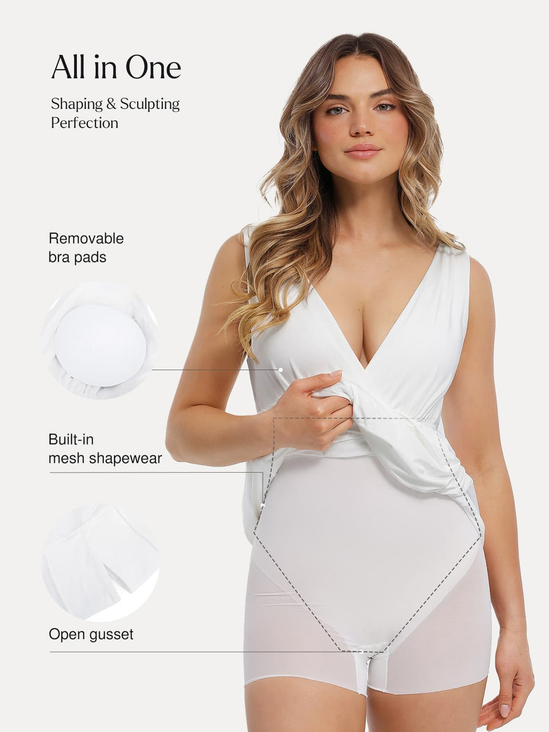 Popilush® Shapewear Deep V-Neck Front Slit Goddess Maxi Dress