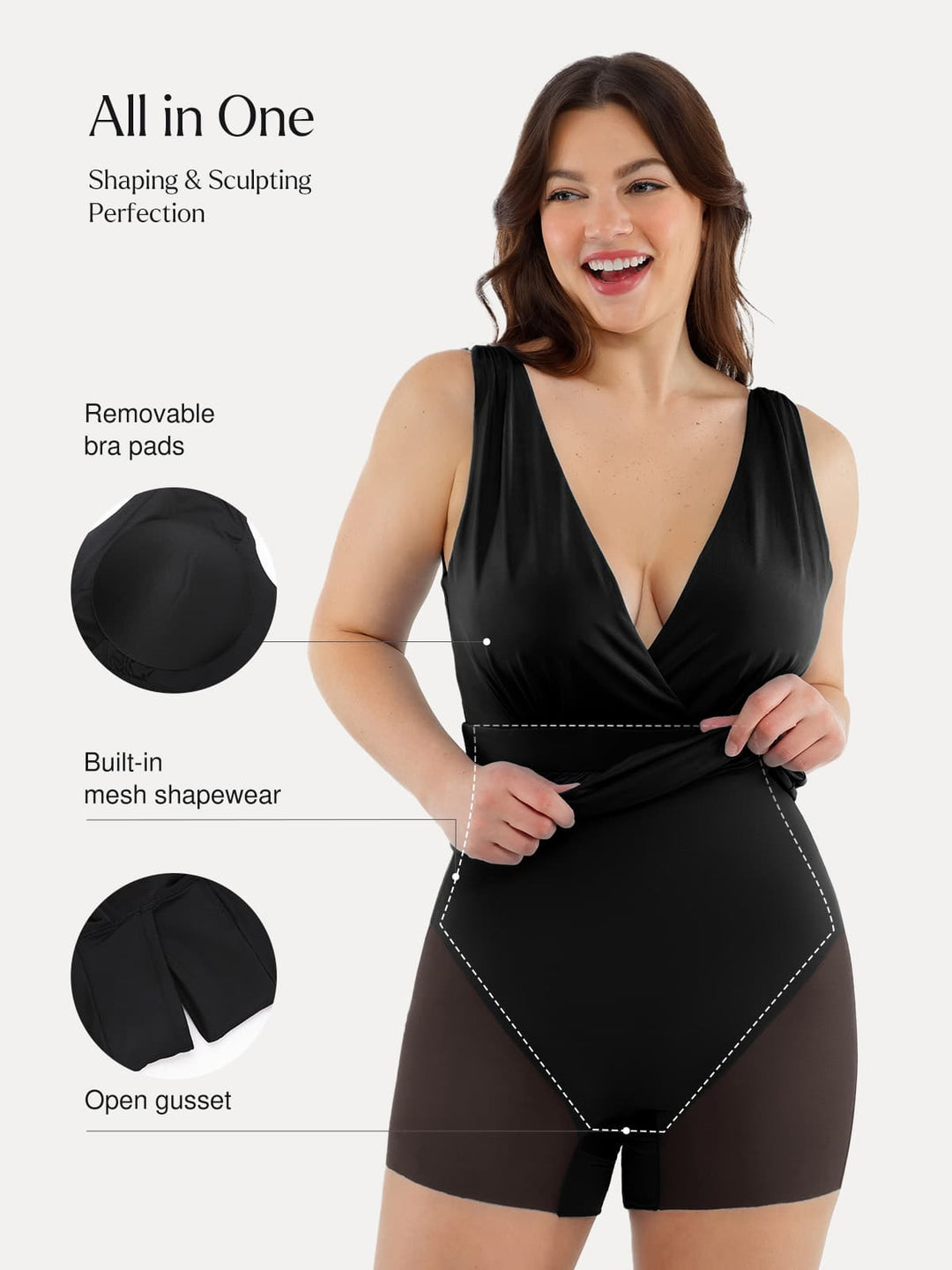 Popilush® Shapewear Deep V-Neck Front Slit Goddess Maxi Dress