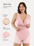 Popilush® Shapewear Deep V-Neck Front Slit Goddess Maxi Dress