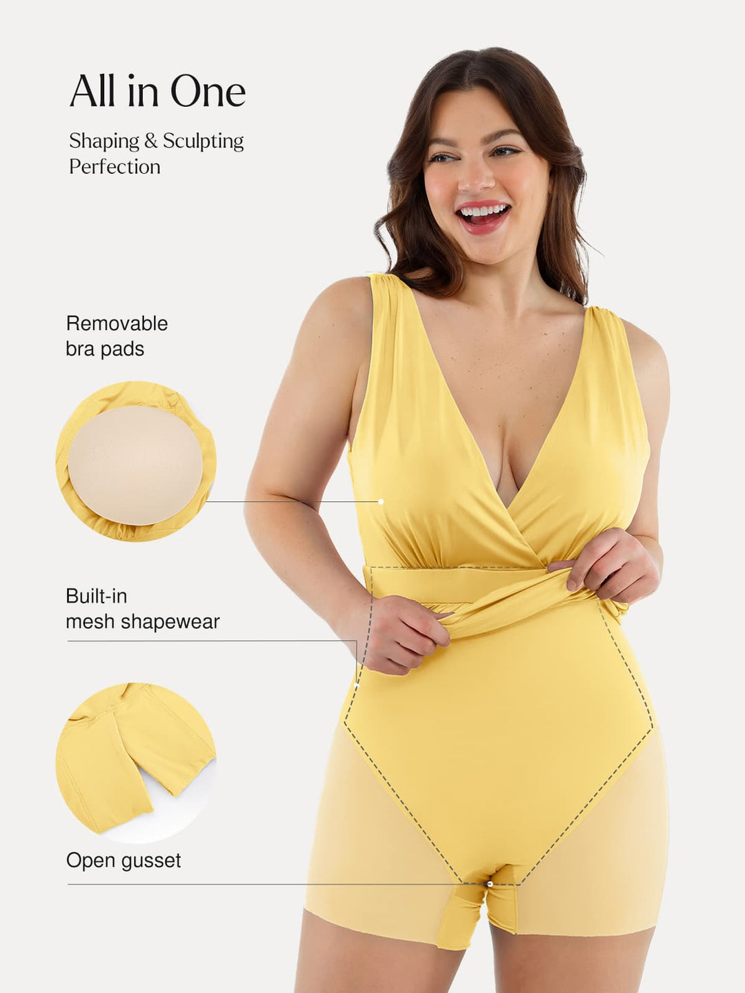 Popilush® Shapewear Deep V-Neck Front Slit Goddess Maxi Dress