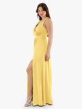 Popilush® Shapewear Deep V-Neck Front Slit Goddess Maxi Dress