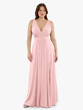 Popilush® Pink / XS Shapewear Deep V-Neck Front Slit Goddess Maxi Dress
