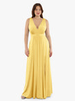 Popilush® Yellow / XS Shapewear Deep V-Neck Front Slit Goddess Maxi Dress