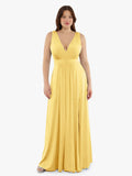 Popilush® Yellow / XS Shapewear Deep V-Neck Front Slit Goddess Maxi Dress