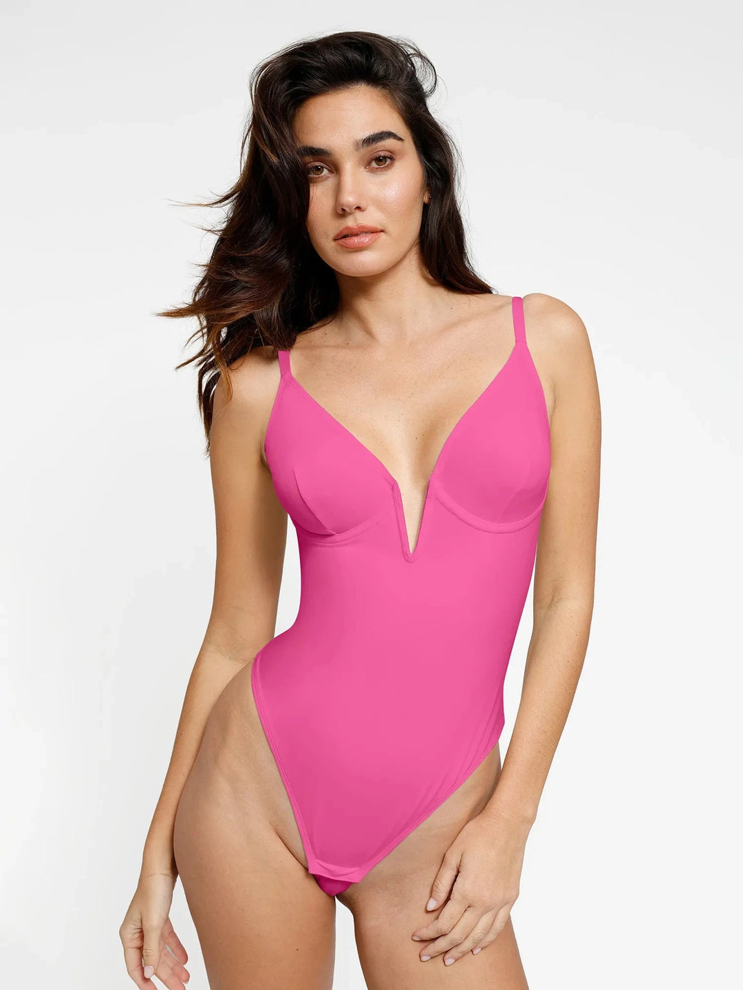 Popilush® Tops Body Shaper Tank Shapewear Deep V-Neck Low Back Sculpting Thong Bodysuit