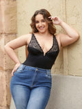 Popilush® Sexy Tops Body Shaper Shapewear Deep V-Neck Sculpting Lace Inset Bodysuit