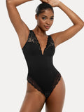 Popilush® Sexy Tops Body Shaper Shapewear Deep V-Neck Sculpting Lace Inset Bodysuit