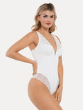 Popilush® Sexy Tops Body Shaper Shapewear Deep V-Neck Sculpting Lace Inset Bodysuit