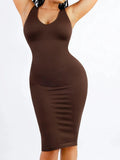 Popilush® Shapewear Deep V-Neck Tummy Control Midi Dress