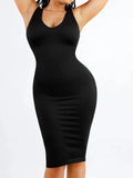 Popilush® Shapewear Deep V-Neck Tummy Control  Midi Dress