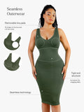 Popilush® Shapewear Deep V-Neck Tummy Control Midi Dress