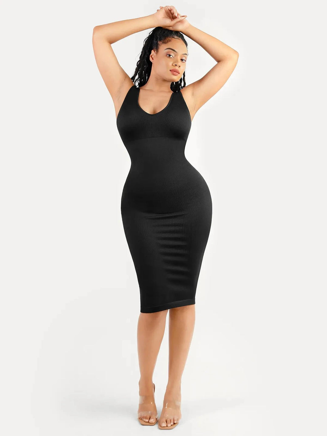 Popilush® Shapewear Deep V-Neck Tummy Control Midi Dress