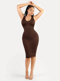 Popilush® Shapewear Deep V-Neck Tummy Control Midi Dress