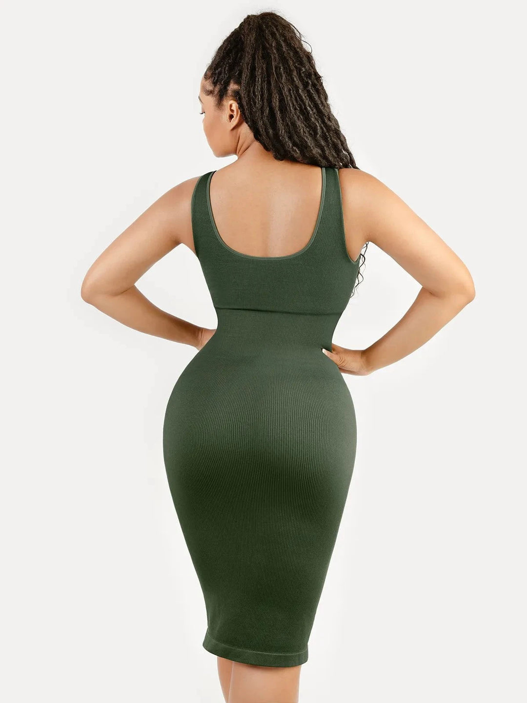Popilush® Shapewear Deep V-Neck Tummy Control Midi Dress