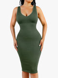Popilush® Green / XS/S Shapewear Deep V-Neck Tummy Control Midi Dress