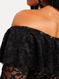 Popilush® Shapewear Deep V Ruffle Lace Long Sleeve Bodysuit