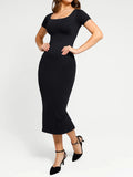 Popilush® Back Slit Midi Dress / Black / XS/S Shapewear Eco-Friendly Sculpting Seamless Midi Dress Set