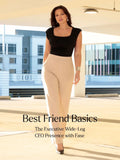Popilush® Business Casual Pants Shapewear Executive High Waisted Wide-Leg Ponte Pants