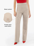Popilush® Business Casual Pants Shapewear Executive High Waisted Wide-Leg Ponte Pants