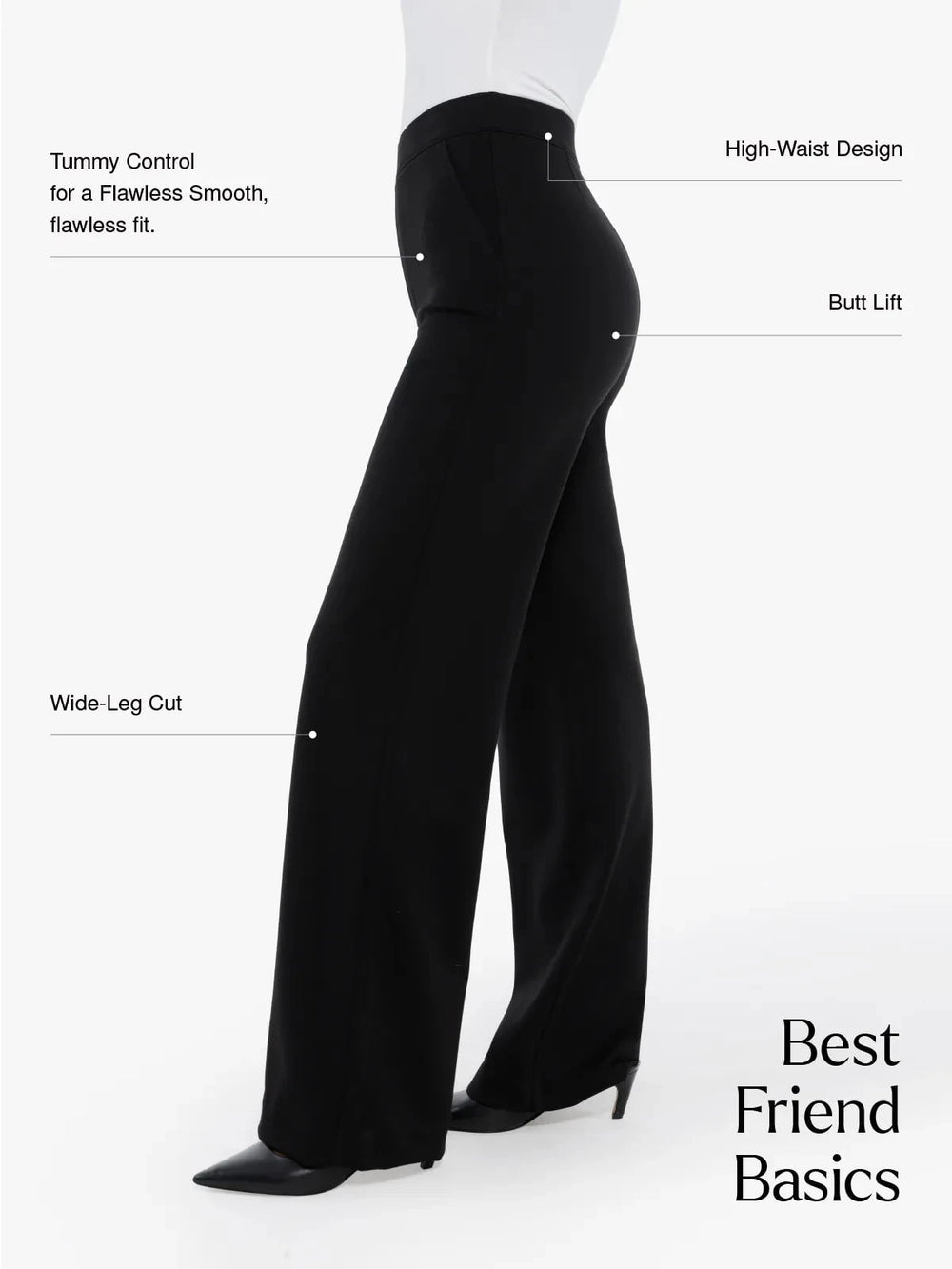 Popilush® Business Casual Pants Shapewear Executive High Waisted Wide-Leg Ponte Pants