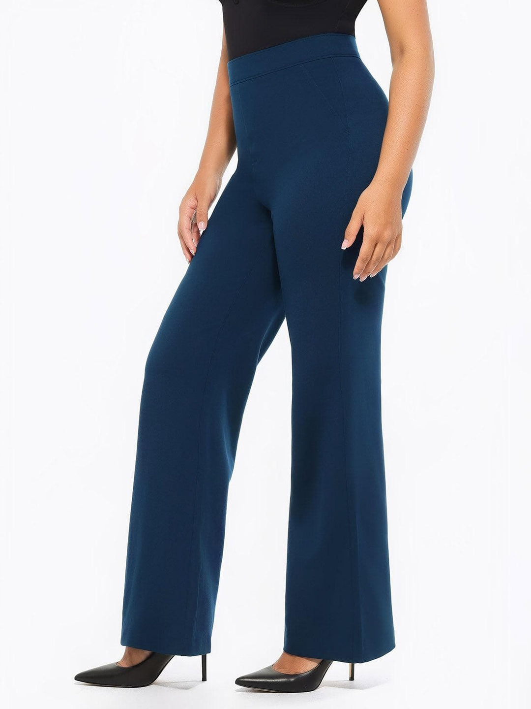 Popilush® Business Casual Pants Shapewear Executive High Waisted Wide-Leg Ponte Pants