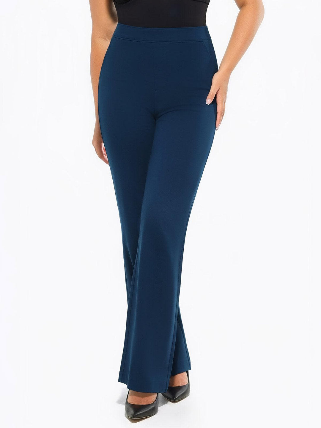 Popilush® Business Casual Pants Shapewear Executive High Waisted Wide-Leg Ponte Pants