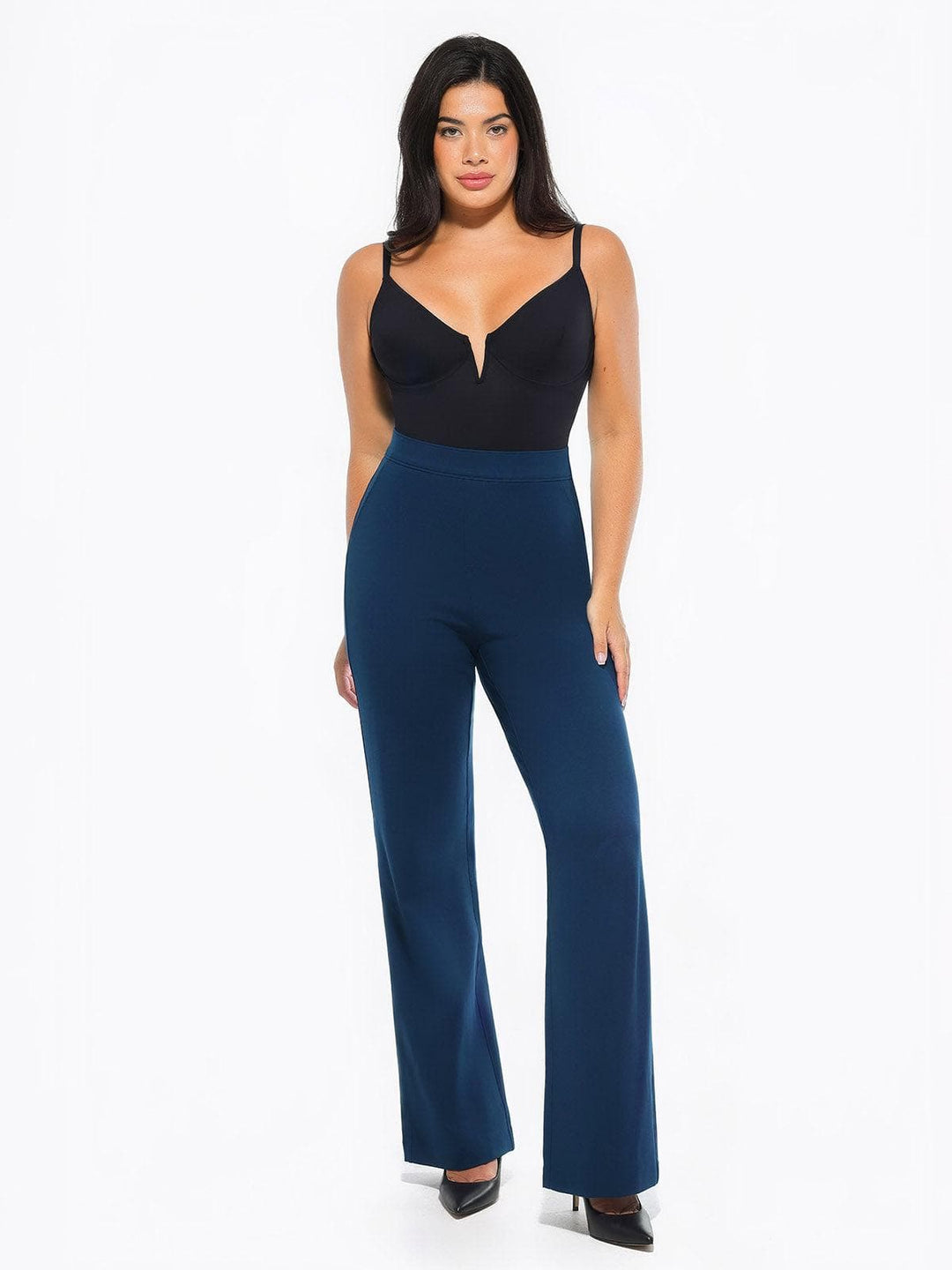 Popilush® Business Casual Pants Shapewear Executive High Waisted Wide-Leg Ponte Pants
