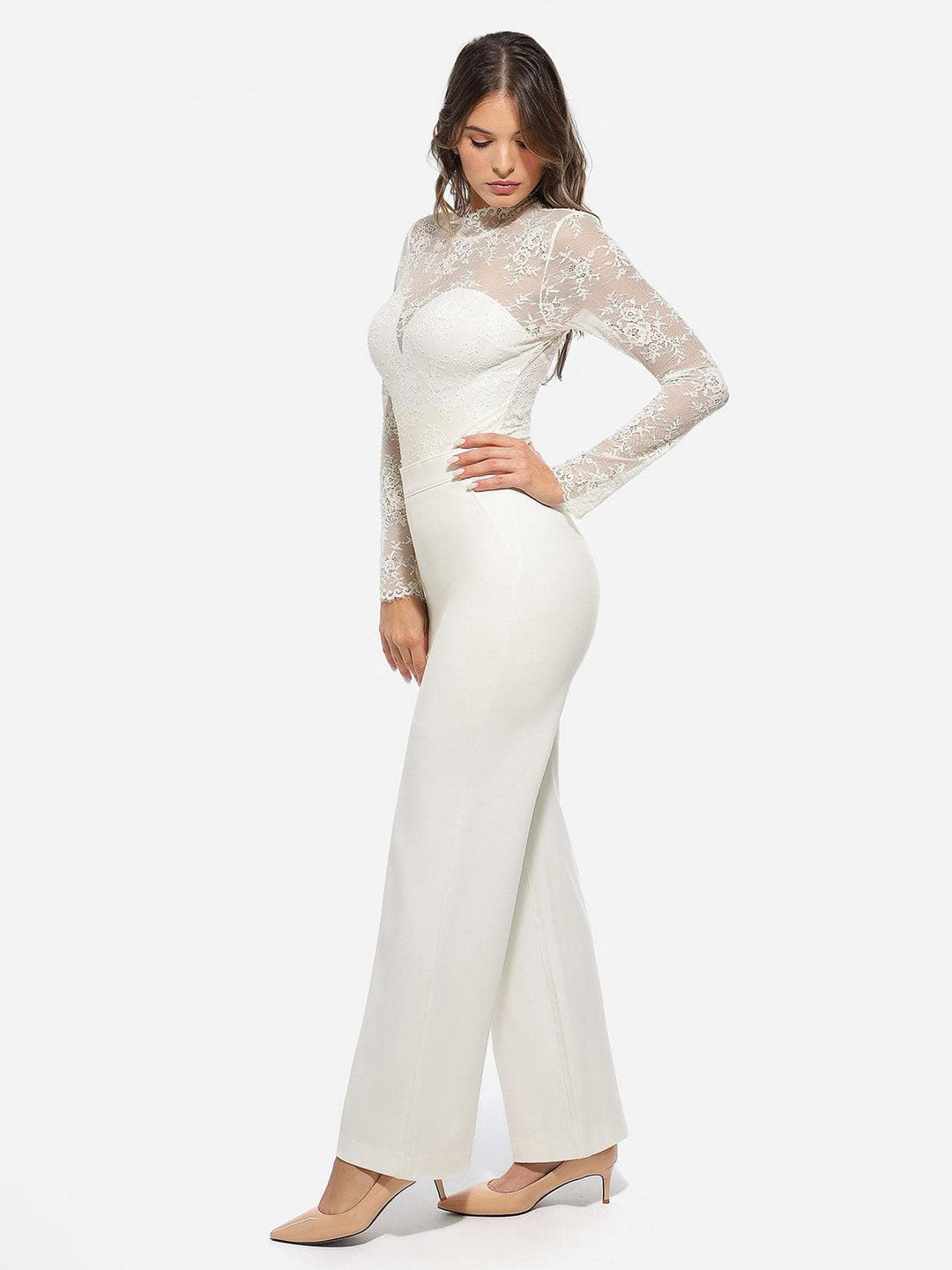 Popilush® Business Casual Pants Shapewear Executive High Waisted Wide-Leg Ponte Pants