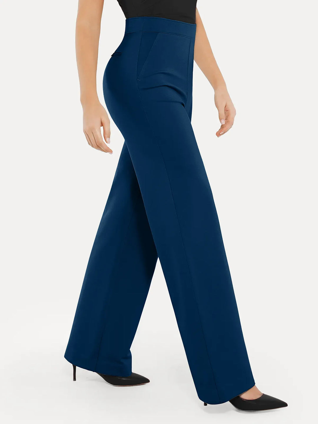 Popilush® Business Casual Pants Shapewear Executive High Waisted Wide-Leg Ponte Pants