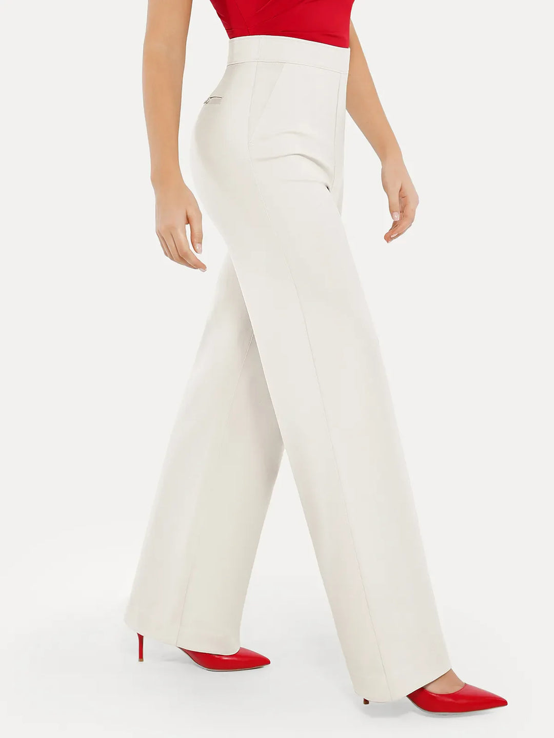 Popilush® Business Casual Pants Shapewear Executive High Waisted Wide-Leg Ponte Pants