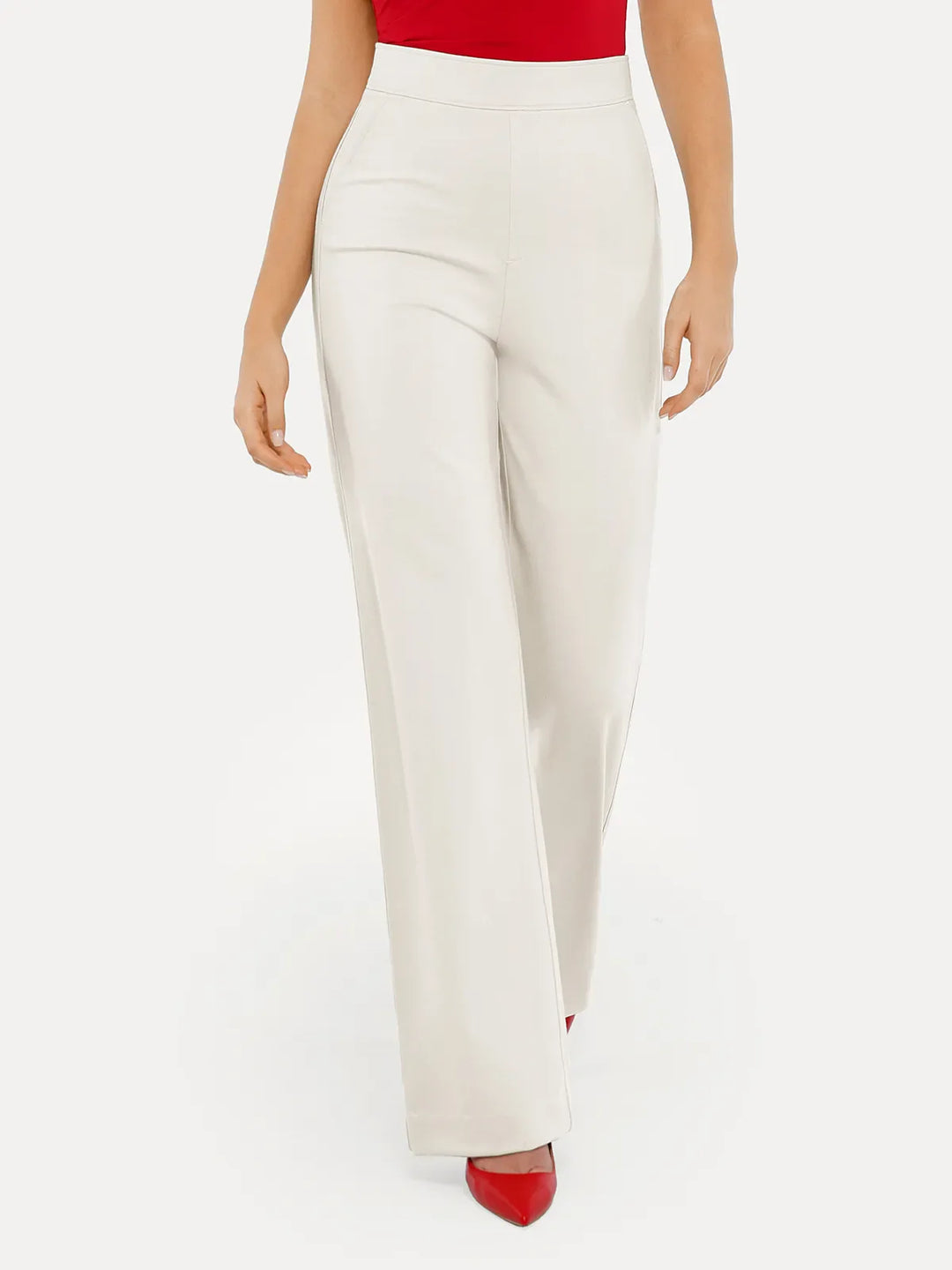 Popilush® Business Casual Pants Shapewear Executive High Waisted Wide-Leg Ponte Pants