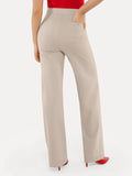 Popilush® Business Casual Pants Shapewear Executive High Waisted Wide-Leg Ponte Pants