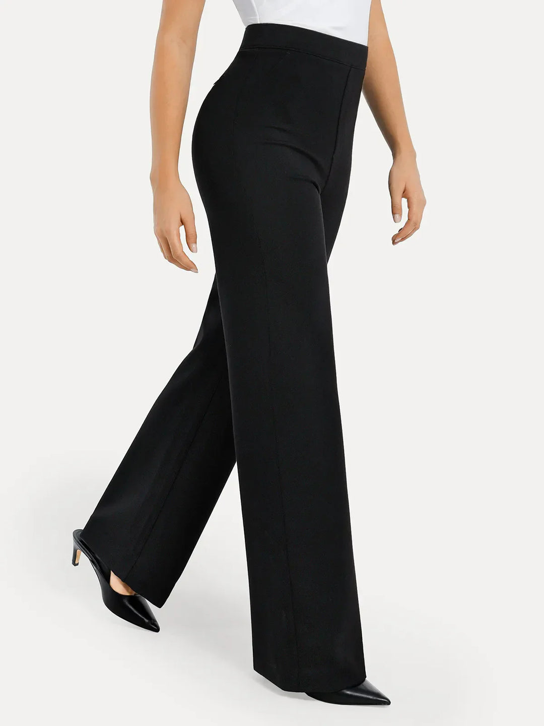 Popilush® Business Casual Pants Shapewear Executive High Waisted Wide-Leg Ponte Pants